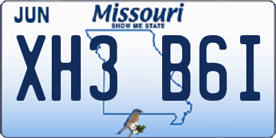 MO license plate XH3B6I