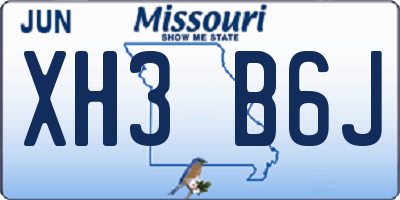 MO license plate XH3B6J