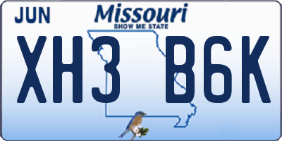 MO license plate XH3B6K