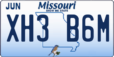 MO license plate XH3B6M