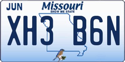 MO license plate XH3B6N