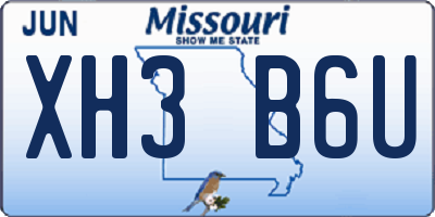 MO license plate XH3B6U