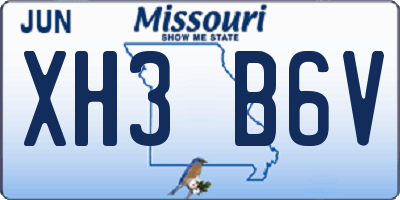 MO license plate XH3B6V