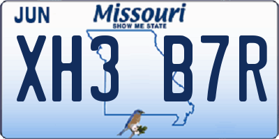 MO license plate XH3B7R