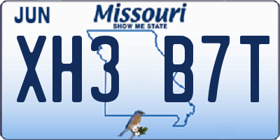 MO license plate XH3B7T
