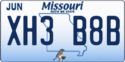 MO license plate XH3B8B
