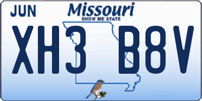 MO license plate XH3B8V