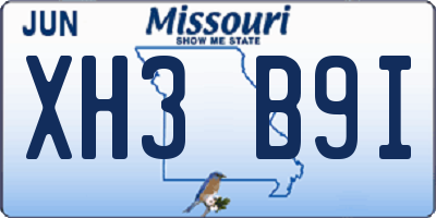 MO license plate XH3B9I