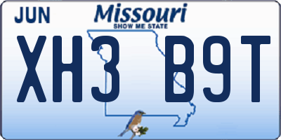 MO license plate XH3B9T