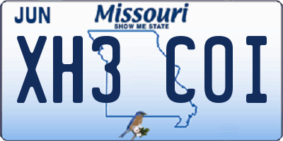 MO license plate XH3C0I