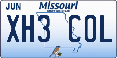 MO license plate XH3C0L