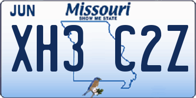 MO license plate XH3C2Z