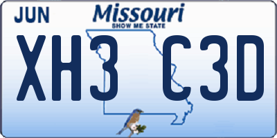 MO license plate XH3C3D
