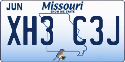 MO license plate XH3C3J
