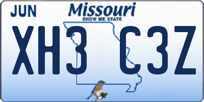 MO license plate XH3C3Z
