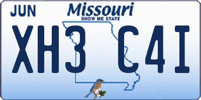 MO license plate XH3C4I