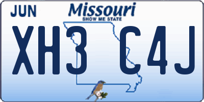 MO license plate XH3C4J