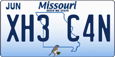 MO license plate XH3C4N