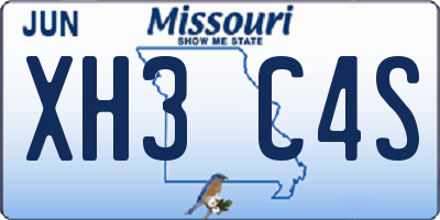 MO license plate XH3C4S