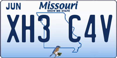 MO license plate XH3C4V