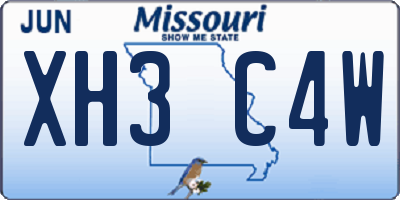 MO license plate XH3C4W