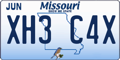 MO license plate XH3C4X