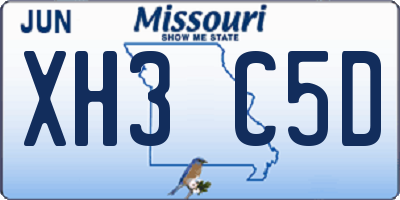 MO license plate XH3C5D