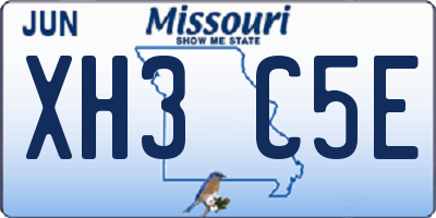 MO license plate XH3C5E