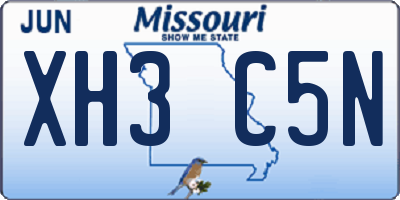 MO license plate XH3C5N
