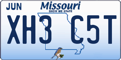 MO license plate XH3C5T