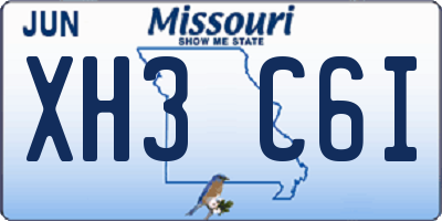 MO license plate XH3C6I
