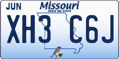 MO license plate XH3C6J