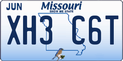 MO license plate XH3C6T