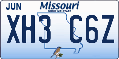 MO license plate XH3C6Z