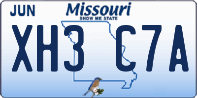 MO license plate XH3C7A