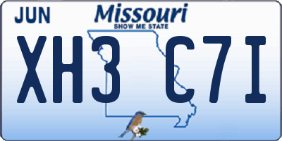 MO license plate XH3C7I
