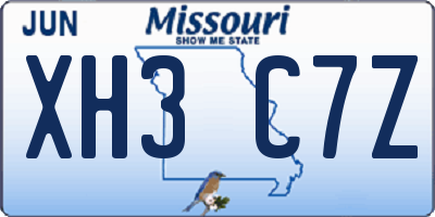 MO license plate XH3C7Z