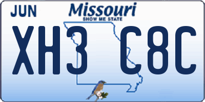 MO license plate XH3C8C