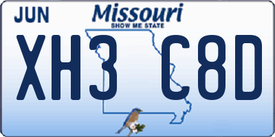 MO license plate XH3C8D