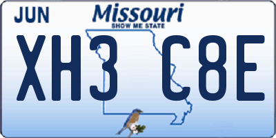 MO license plate XH3C8E