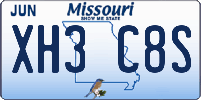 MO license plate XH3C8S