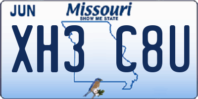 MO license plate XH3C8U