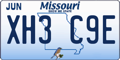 MO license plate XH3C9E