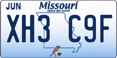 MO license plate XH3C9F