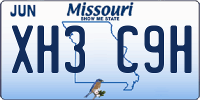 MO license plate XH3C9H