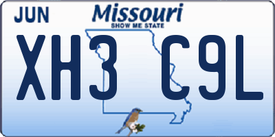 MO license plate XH3C9L