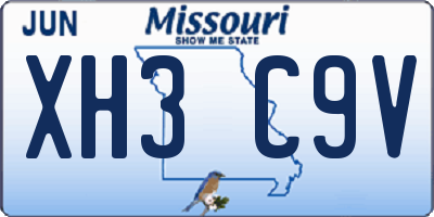 MO license plate XH3C9V