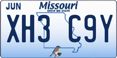 MO license plate XH3C9Y