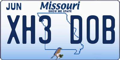 MO license plate XH3D0B