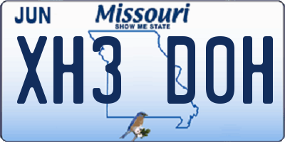 MO license plate XH3D0H